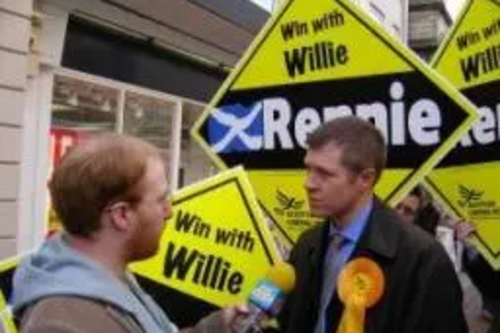 New Lib Dem MP Willie Rennie on the campaign trail