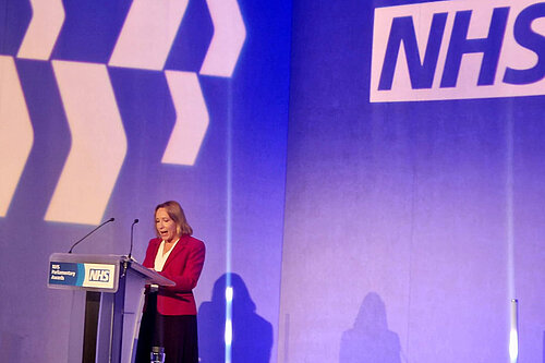 Helen Morgan talking at an NHS event