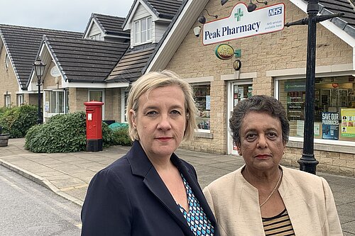 Lisa Smart MP and local councillor Shan Alexander at High Lane Post Office