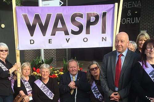 A 2016 picture of Steve with WASPI campaigners