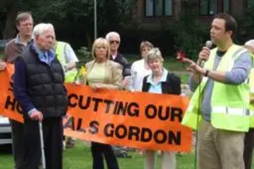 Jonathan Lees addresses the rally