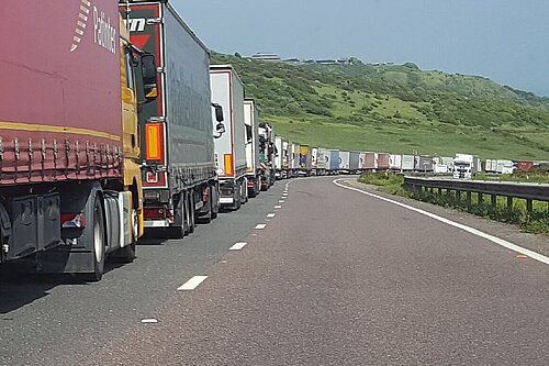 Lorries queuing / traffic jam