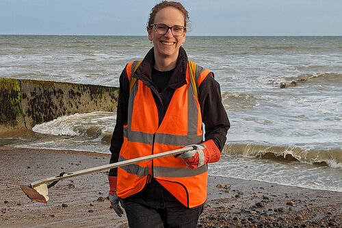 Alison Bennett at a beach litter pick