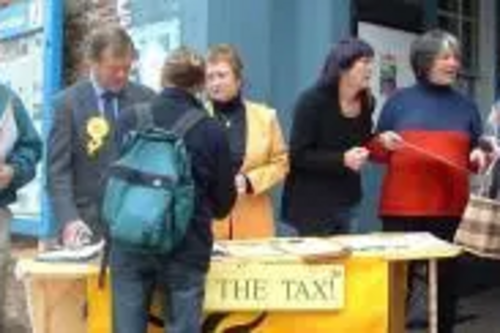 Mike + councillors with Axe the Tax petition