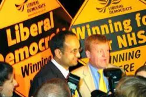 Parmjit Gill and Charles Kennedy at the election night victory party