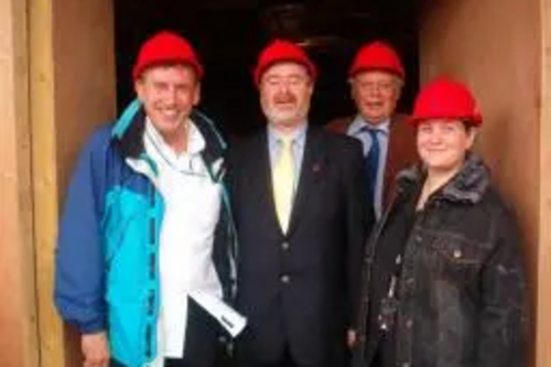 Right: The Leader of Newcastle City Council joins Castle Ward Cllr Debbie Almey and Cllr Roger Blackmore with Cllr Andy Metcalfe to see the final touches to building work at the Dawn Centre.