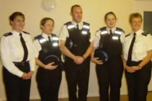 The Police TeamChief Superintendent Ann Wakefield, three of Eastleigh new PCSOs and Chief Inspector Diana Boyles