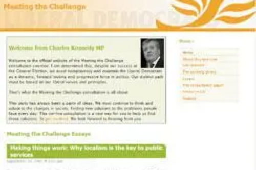 The "meeting the challenge" web site front page