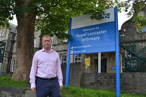 Tim outside Royal Lancaster Infirmary