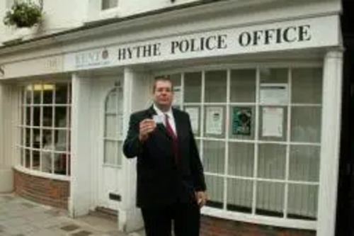 Darren Briddock outside Hythe Police Shop