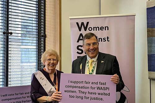 Martin Wrigley with WASPI supporter