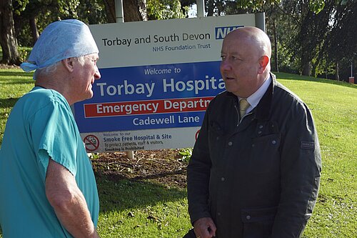 Steve outside of Torbay Hospital. 