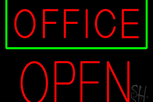 neon office open sign