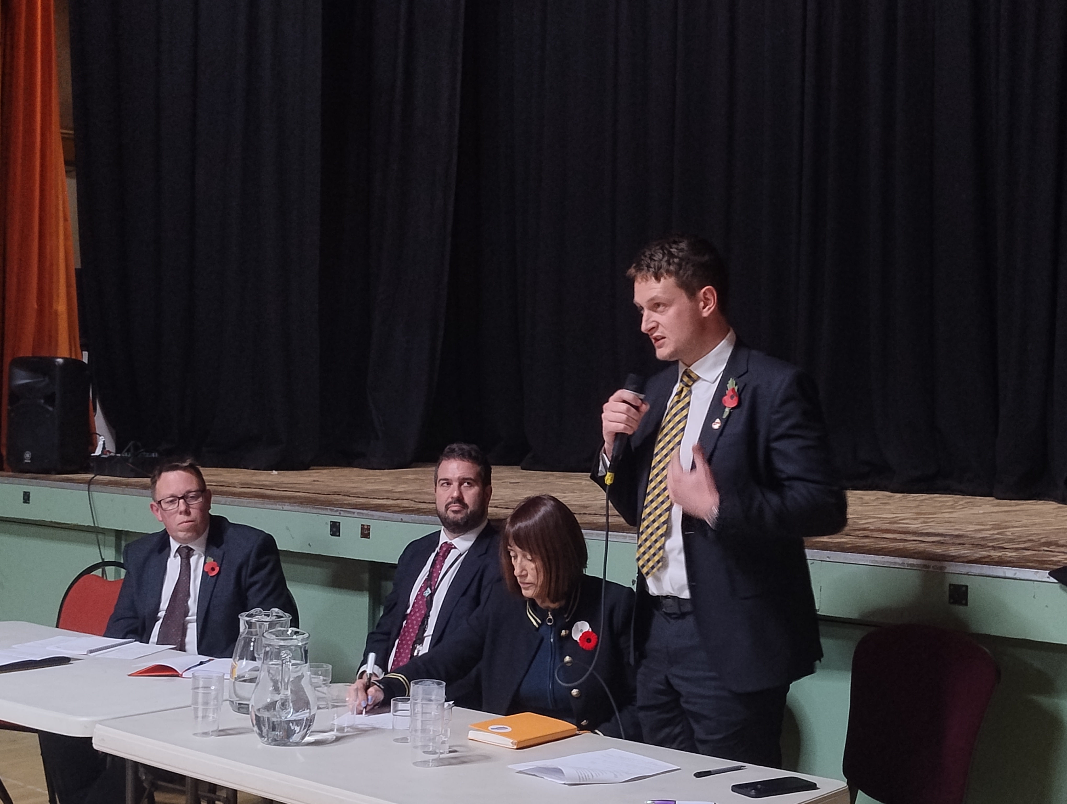 David Chadwick MP & Jane Dodds MS address meeting attendees